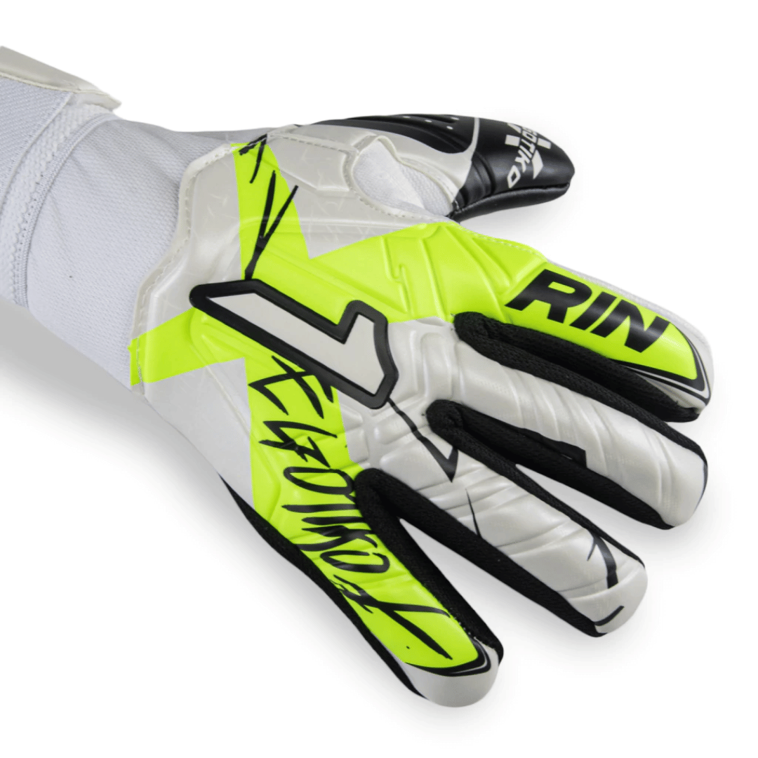 GUANTE DE PORTERO INFANTIL RINAT EGOTIKO X TRAINING SPINE AD VARILLA 'BLANCO VERDE' - 1GTS5I4Y50-169-217
