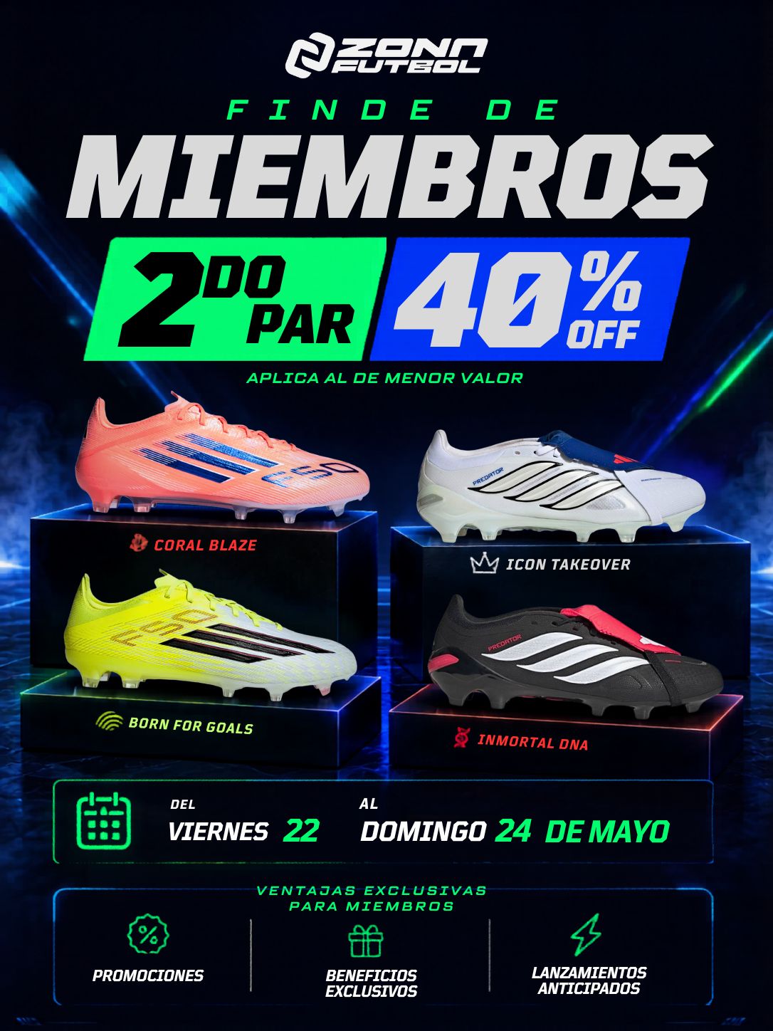 2DO PAR 40% OFF - ADIDAS FINDE DE MIEMBROS