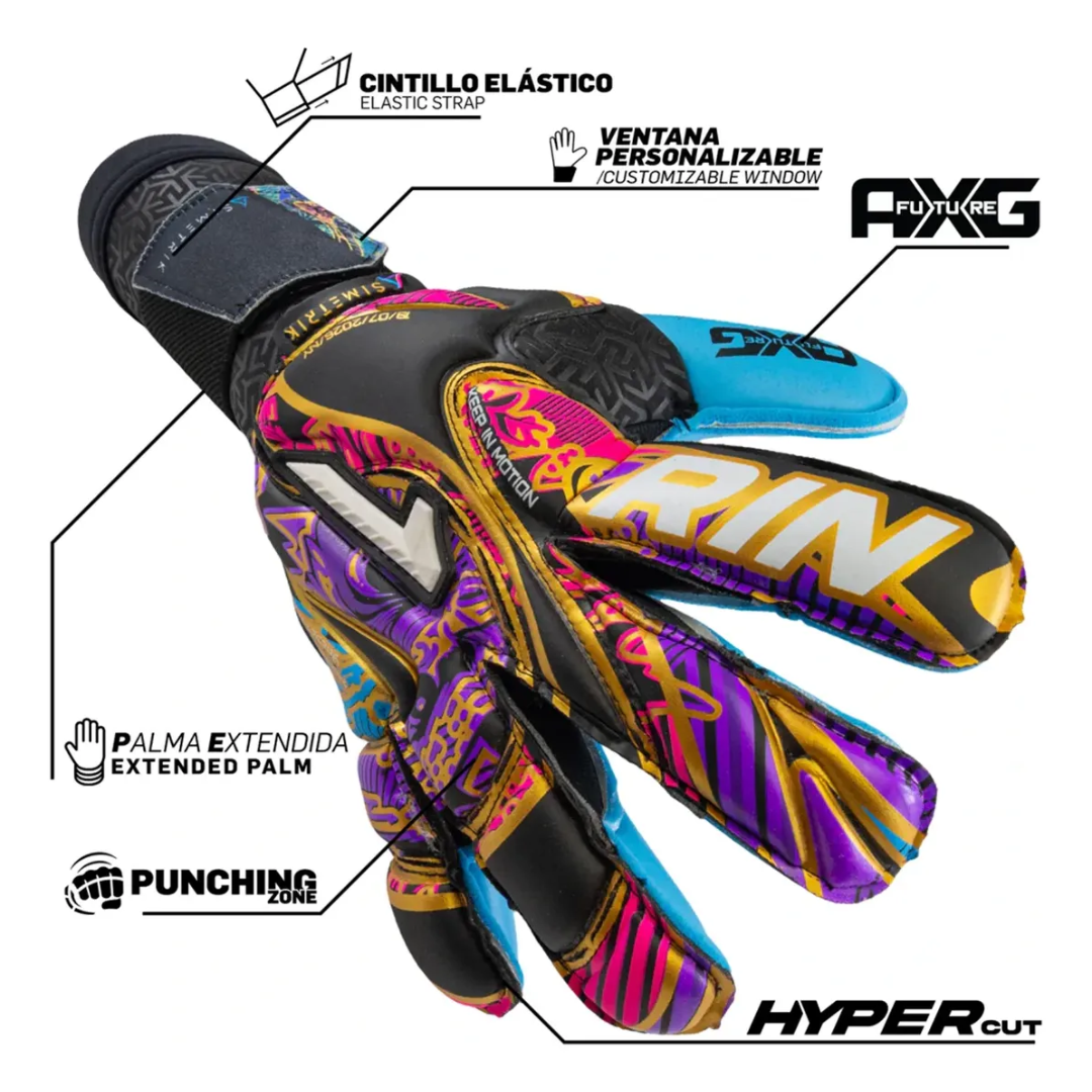 GUANTE DE PORTERO RINAT ASIMETRIK PRO FUTURE 'NEGRO/AZUL/ROSA' - 1GPT6A4A50-989-221