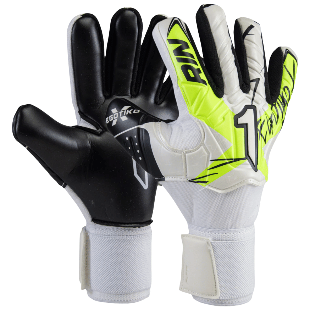 GUANTE DE PORTERO INFANTIL RINAT EGOTIKO X TRAINING SPINE AD VARILLA 'BLANCO VERDE' - 1GTS5I4Y50-169-217